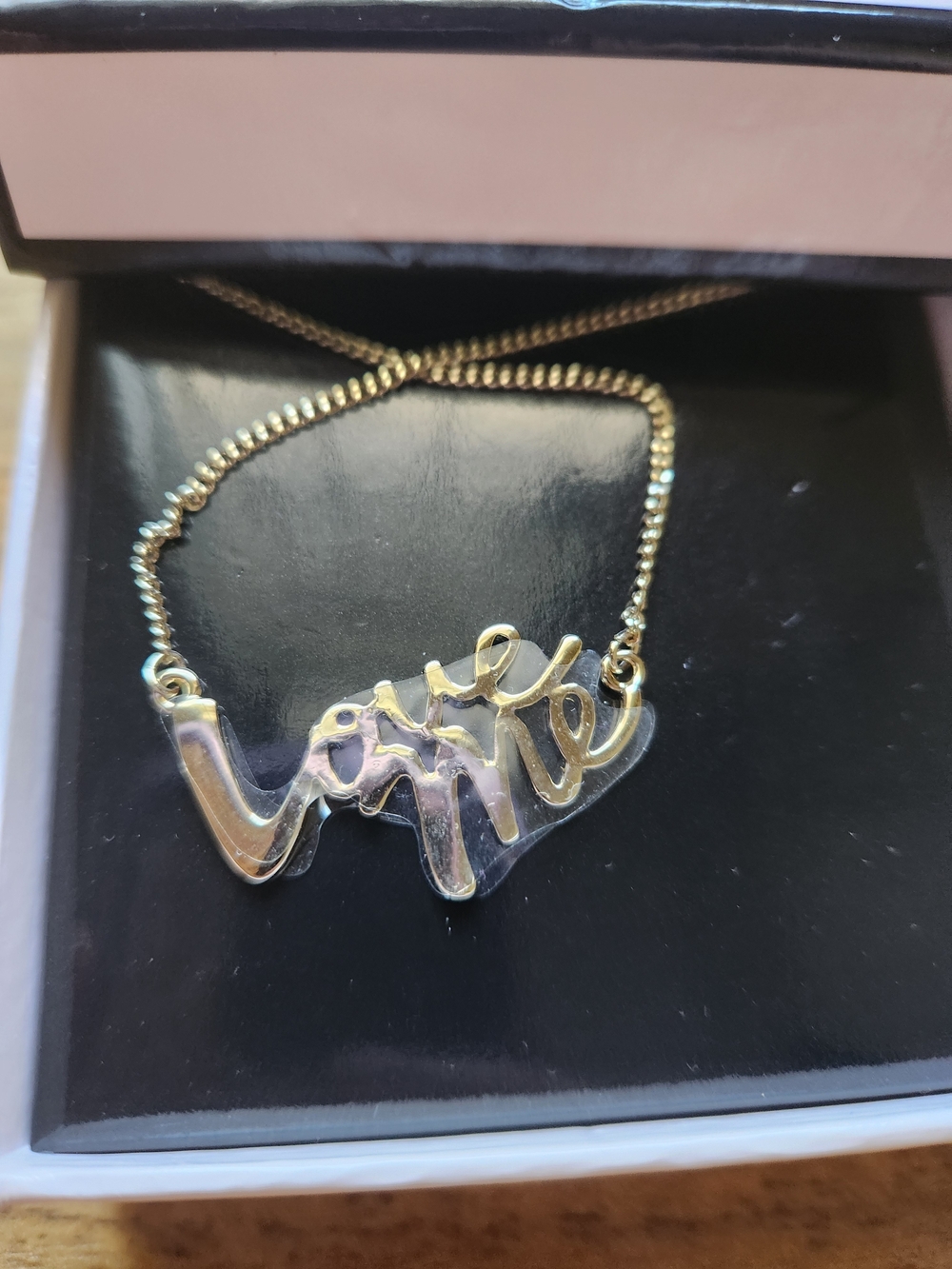 Victoria's Secret Gold Tone 'Love' Script Pendant Necklace